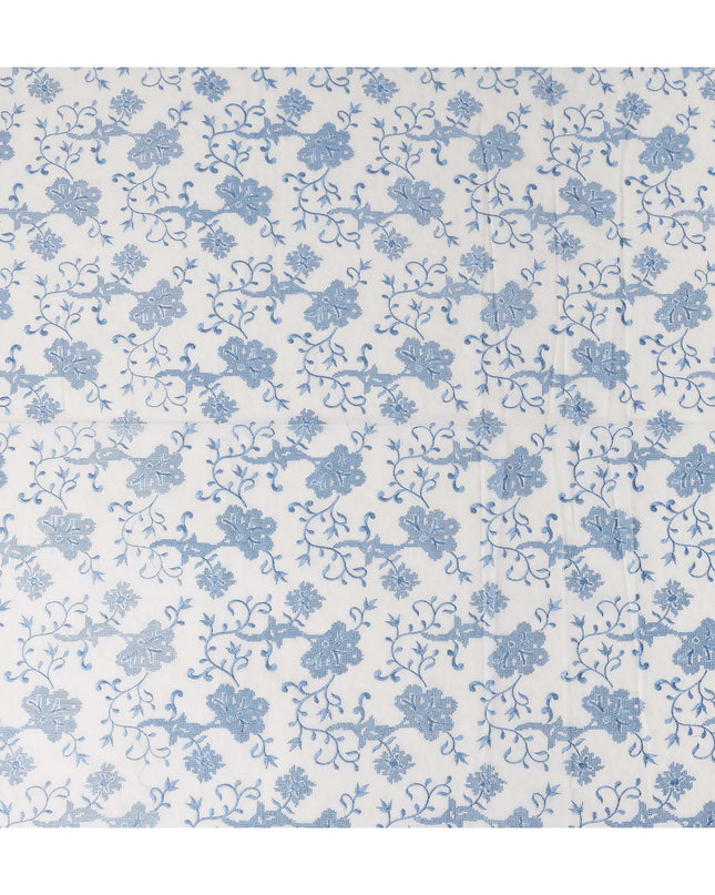 White Floral Premium Cotton Voile Fabric 110cm