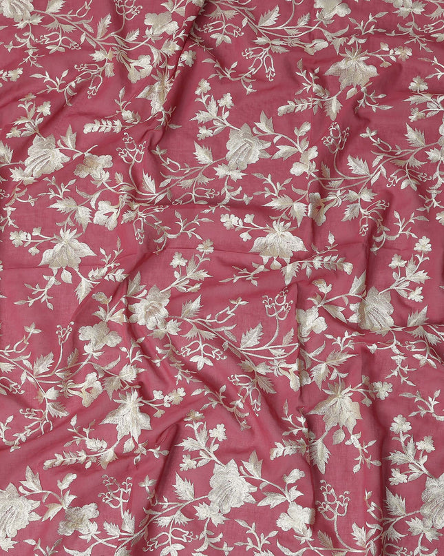 Pink Floral Premium Cotton Voile Fabric 110cm