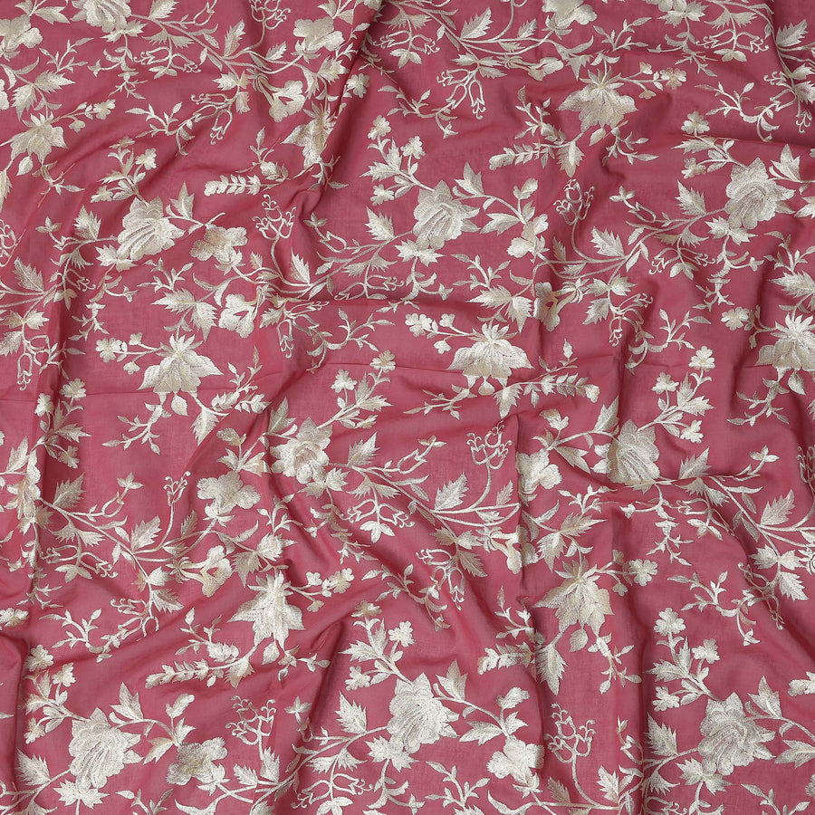 Pink Floral Premium Cotton Voile Fabric 110cm