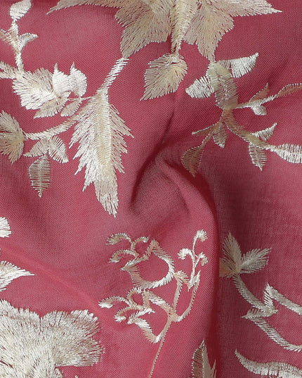 Pink Floral Premium Cotton Voile Fabric 110cm