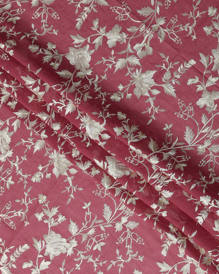 Pink Floral Premium Cotton Voile Fabric 110cm