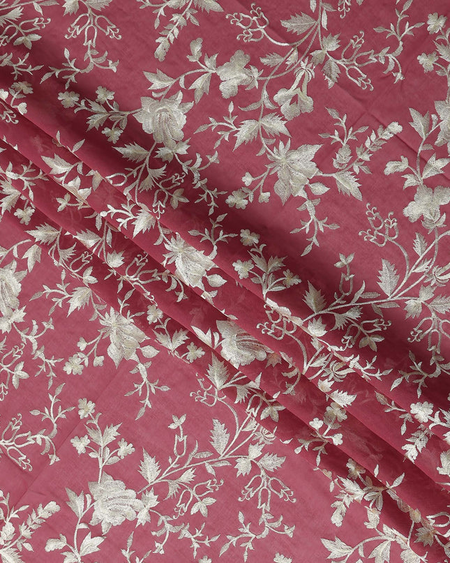 Pink Floral Premium Cotton Voile Fabric 110cm