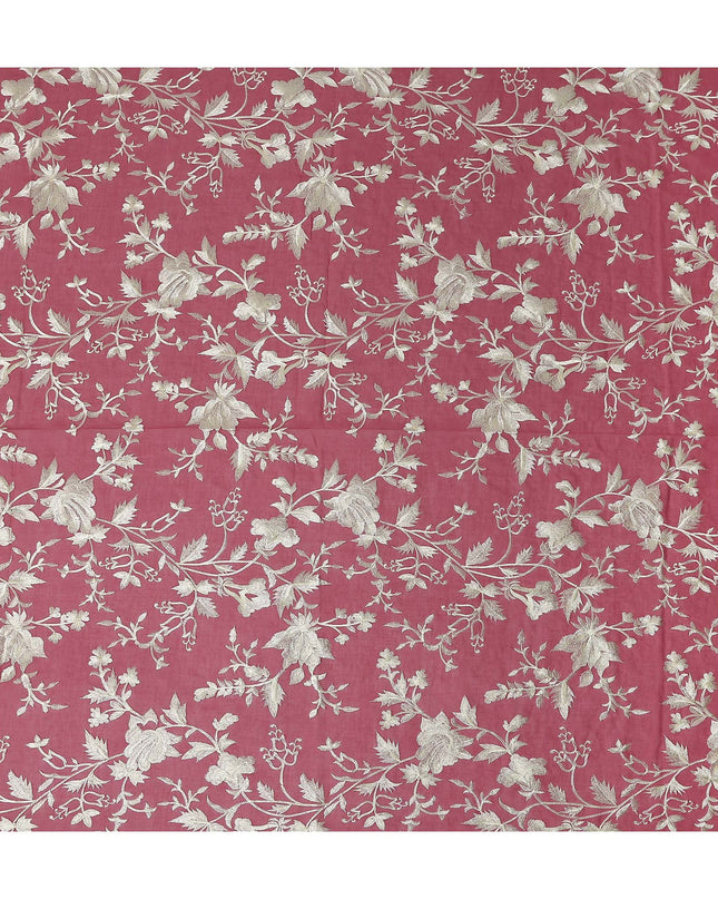 Pink Floral Premium Cotton Voile Fabric 110cm