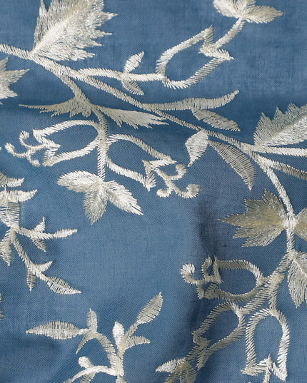 Blue Floral Premium Cotton Voile Fabric 110cm