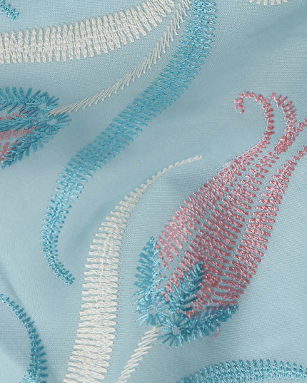 Blue Floral Premium Cotton Voile Fabric 110cm