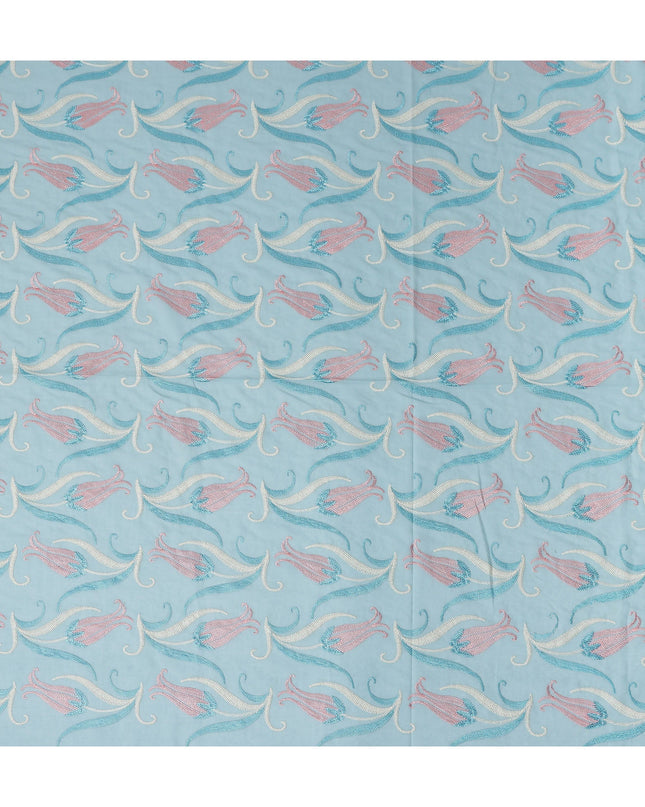 Blue Floral Premium Cotton Voile Fabric 110cm