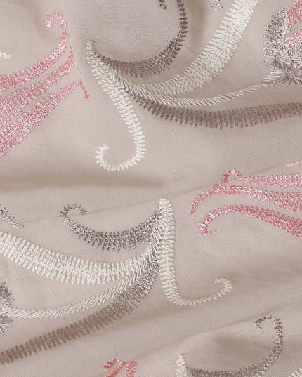 Beige Floral Premium Cotton Voile Fabric 110cm