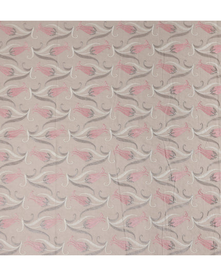 Beige Floral Premium Cotton Voile Fabric 110cm