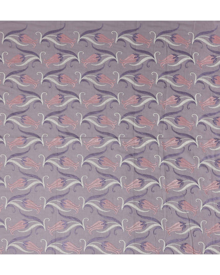 Purple Floral Premium Cotton Voile Fabric 110cm