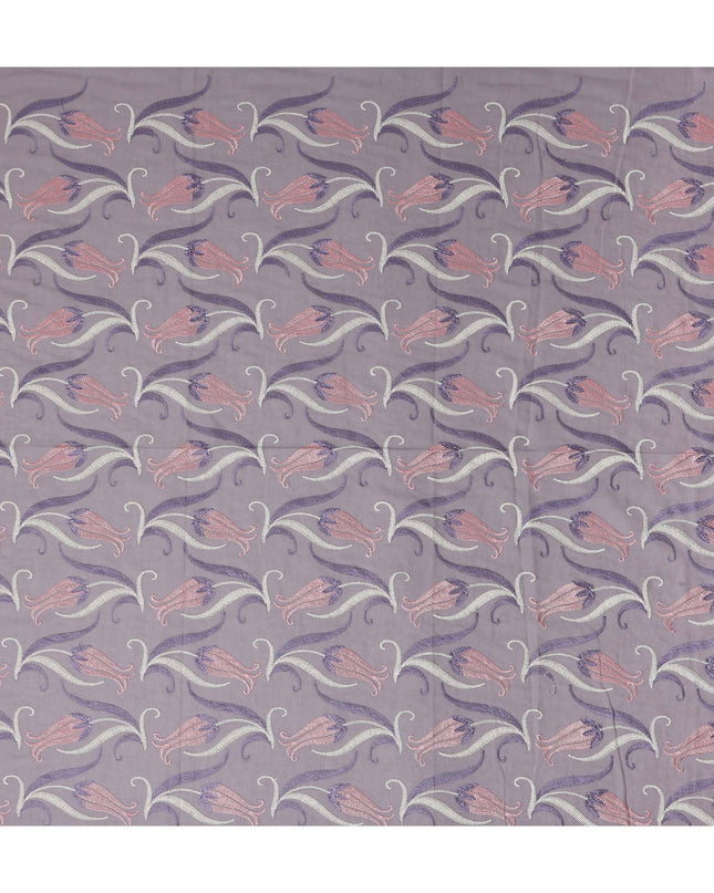 Purple Floral Premium Cotton Voile Fabric 110cm