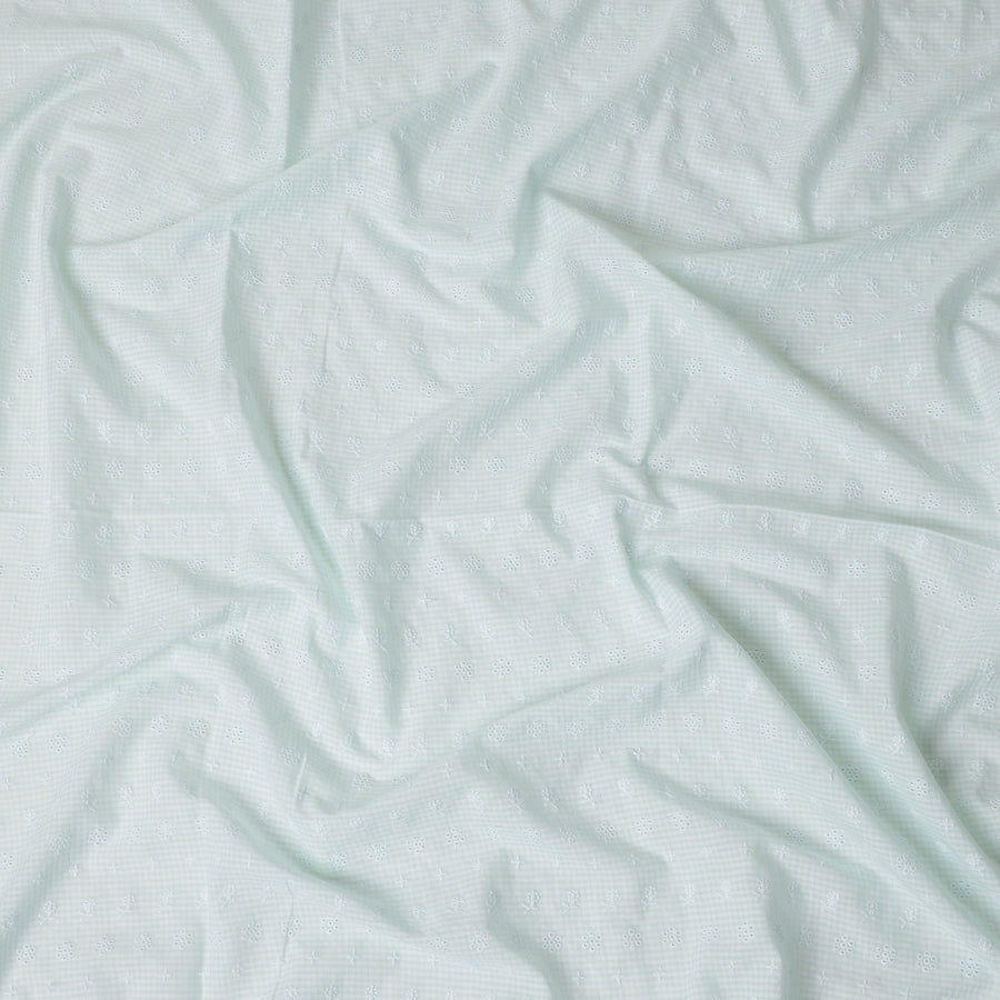 Green Checkered Cotton Voile Fabric 110cm
