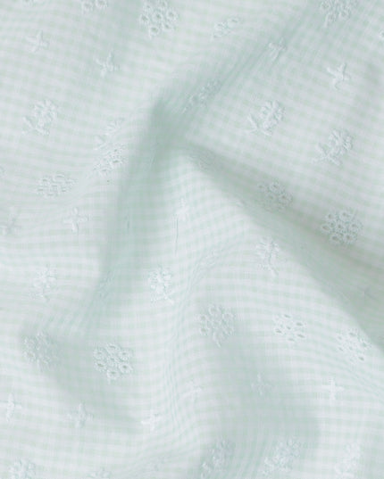 Green Checkered Cotton Voile Fabric 110cm