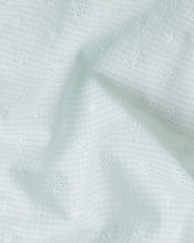 Green Checkered Cotton Voile Fabric 110cm