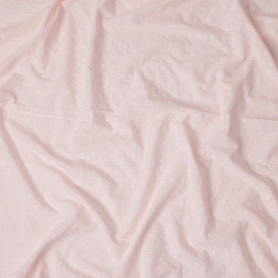 Pink Checkered Cotton Voile Fabric 110cm