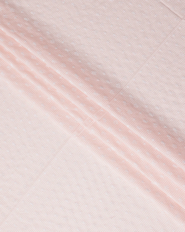 Pink Checkered Cotton Voile Fabric 110cm