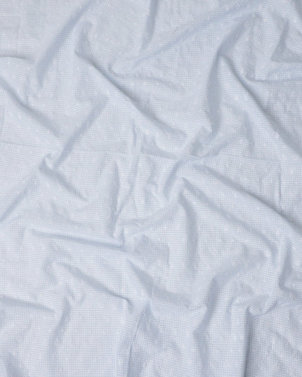 Blue Checkered Cotton Voile Fabric 110cm