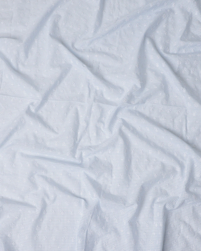 Blue Checkered Cotton Voile Fabric 110cm