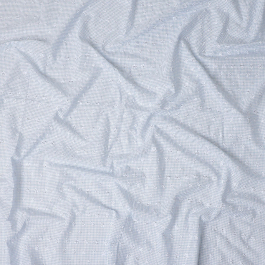 Blue Checkered Cotton Voile Fabric 110cm