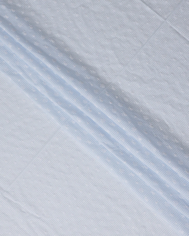 Blue Checkered Cotton Voile Fabric 110cm