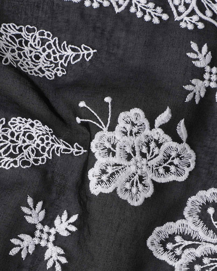 Jet Black Cotton Voile Fabric 110cm | Regal Fabrics