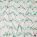 Turquoise Teal Multicolor Embroidered Cotton Voile Fabric 11