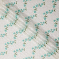 Turquoise Teal Multicolor Embroidered Cotton Voile Fabric 11