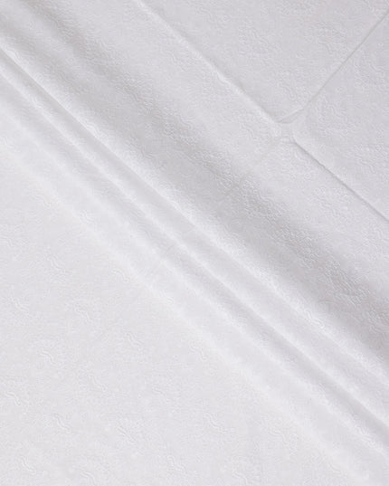 Pearl White Embroidered Cotton Voile Fabric 110cm