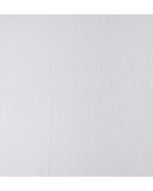 Pearl White Embroidered Cotton Voile Fabric 110cm
