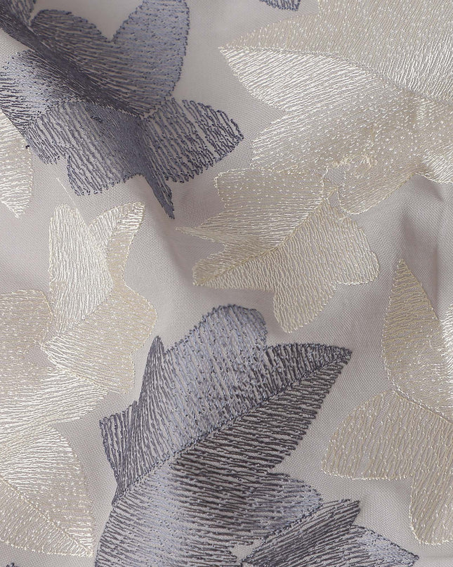 Grey Leaf Premium Cotton Voile Fabric 110cm