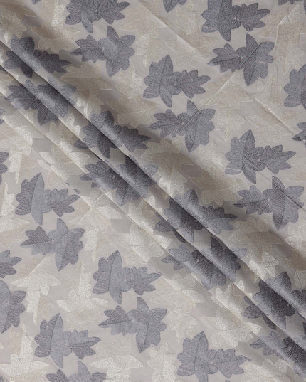 Grey Leaf Premium Cotton Voile Fabric 110cm