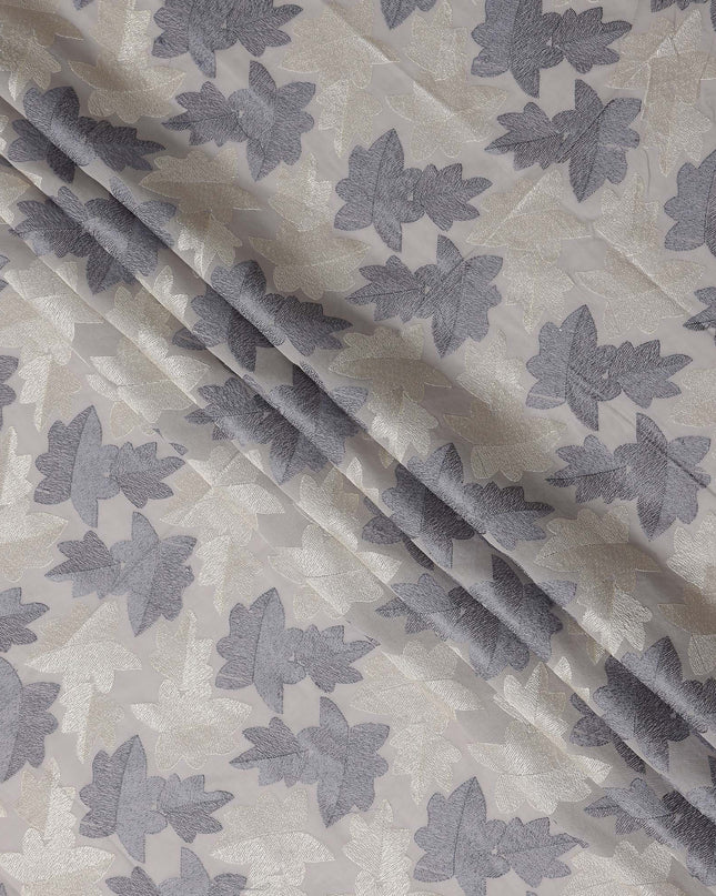 Grey Leaf Premium Cotton Voile Fabric 110cm