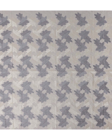 Grey Leaf Premium Cotton Voile Fabric 110cm
