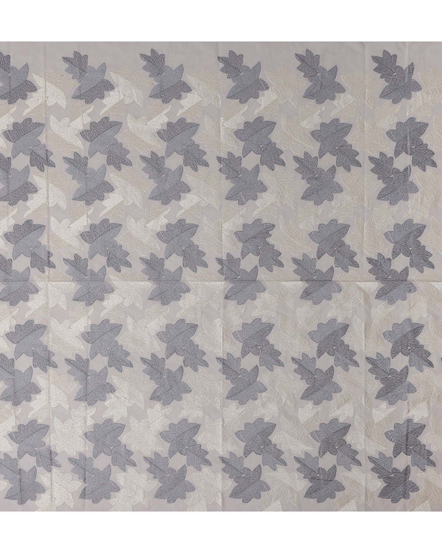 Grey Leaf Premium Cotton Voile Fabric 110cm