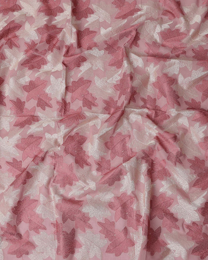 Pink Leaf Premium Cotton Voile Fabric 110cm