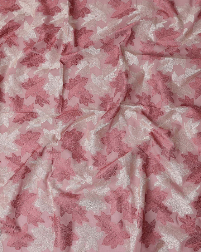Pink Leaf Premium Cotton Voile Fabric 110cm