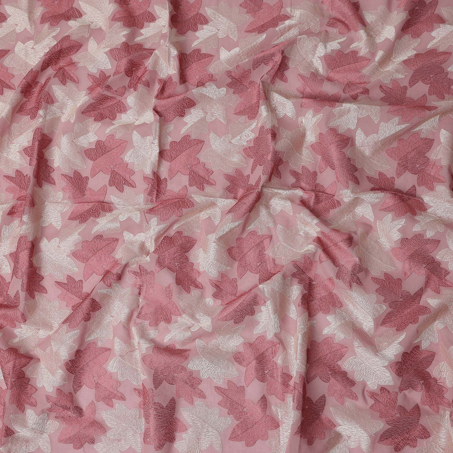 Pink Leaf Premium Cotton Voile Fabric 110cm