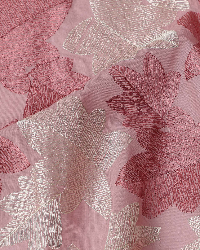 Pink Leaf Premium Cotton Voile Fabric 110cm