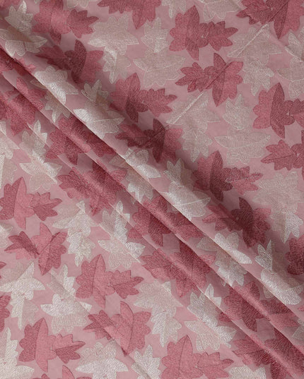 Pink Leaf Premium Cotton Voile Fabric 110cm