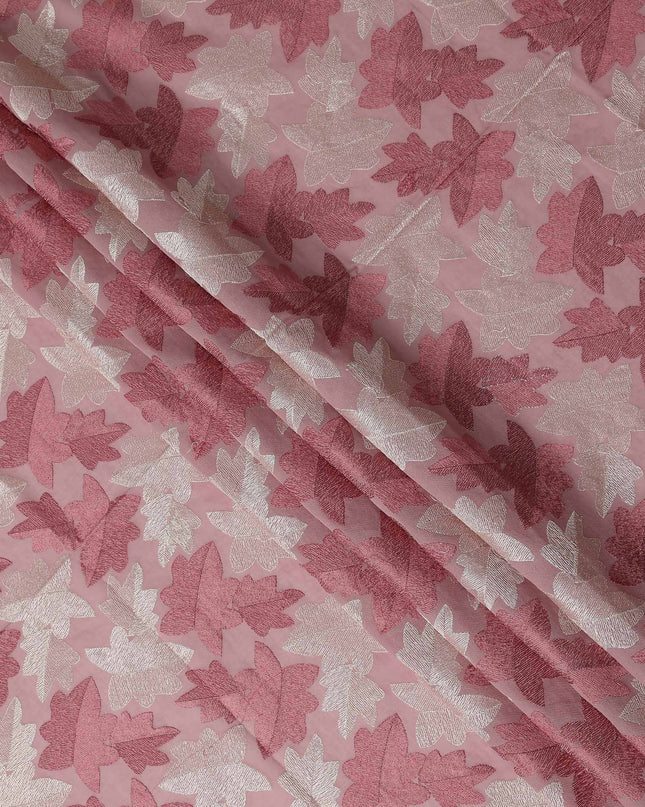 Pink Leaf Premium Cotton Voile Fabric 110cm