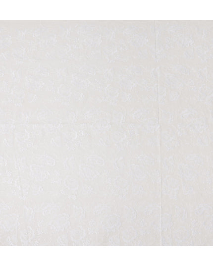 Ivory White Embroidered Cotton Voile Fabric 110cm