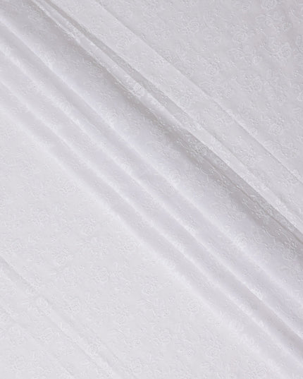 Snow White Embroidered Cotton Voile Fabric 110cm