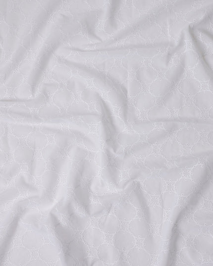 Chalk White Embroidered Cotton Voile Fabric 110cm