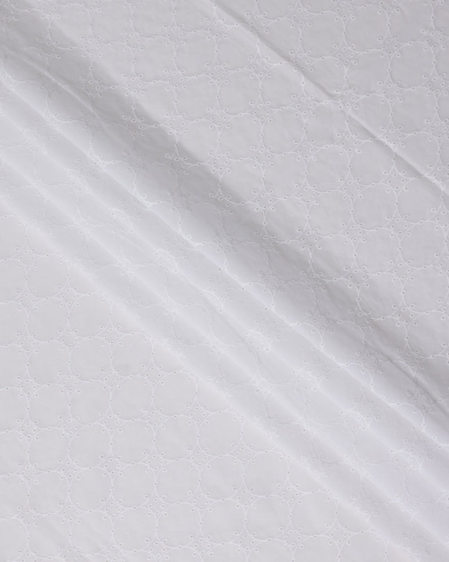 Chalk White Embroidered Cotton Voile Fabric 110cm