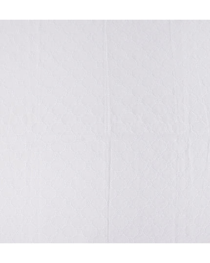 Chalk White Embroidered Cotton Voile Fabric 110cm