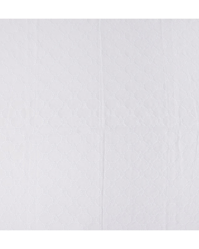 Chalk White Embroidered Cotton Voile Fabric 110cm
