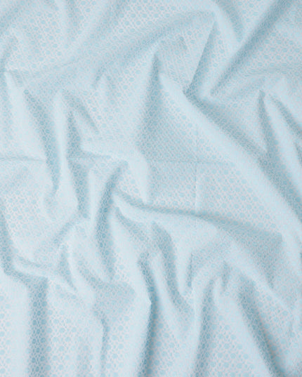 Powder Blue Embroidered Cotton Voile Fabric 110cm