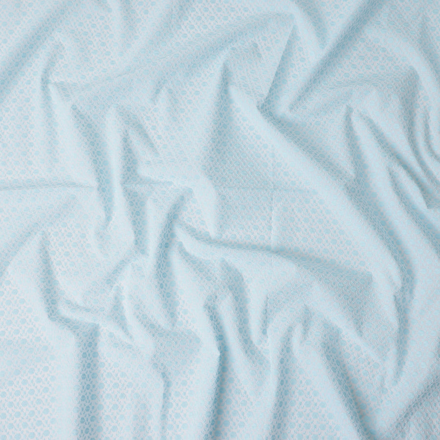 Powder Blue Embroidered Cotton Voile Fabric 110cm