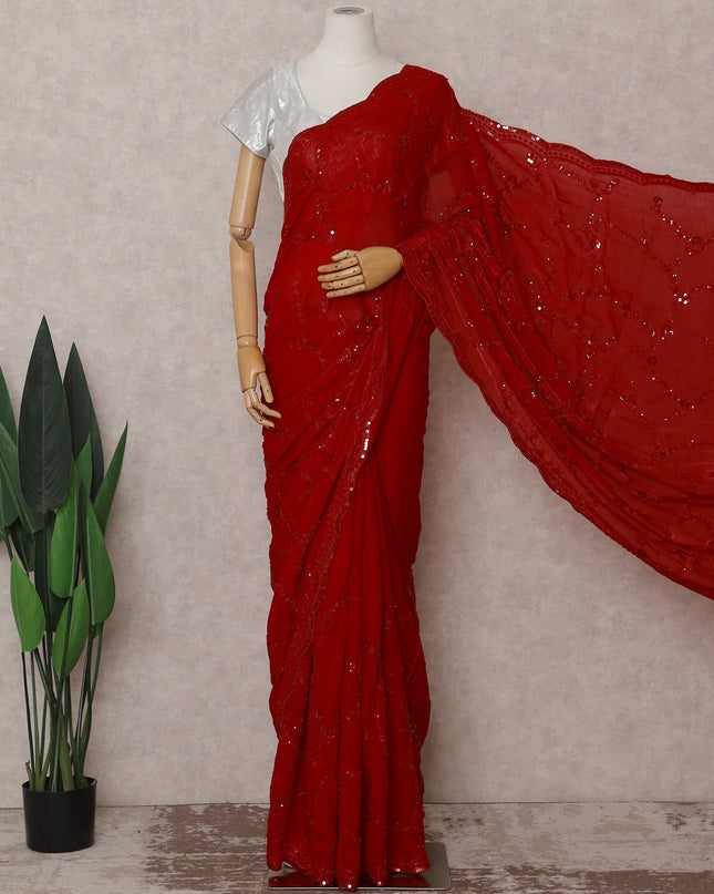 Red Tissue Saree 110cm | Regal