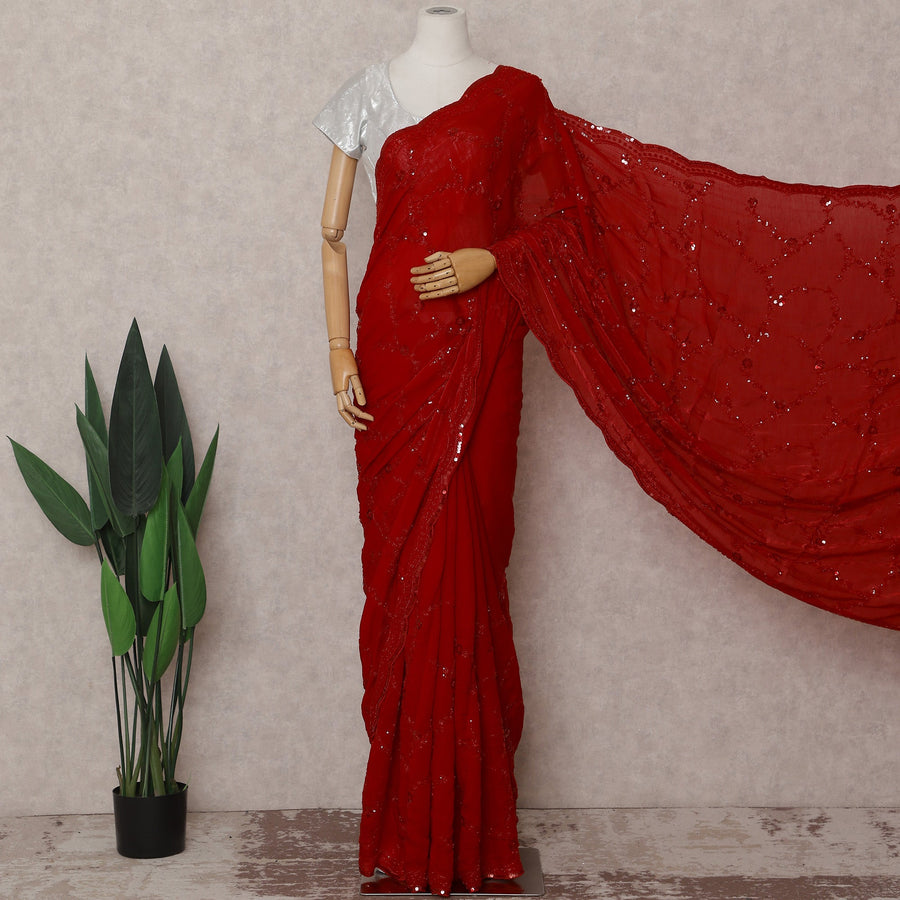 Red Tissue Saree 110cm | Regal