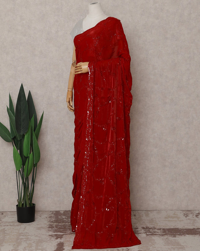 Red Tissue Saree 110cm | Regal